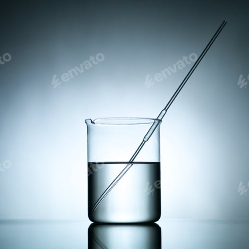 Preview: beaker with dropper and transparent liquid substance