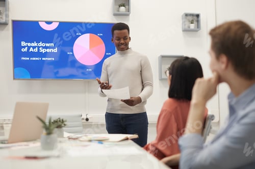 Preview: Young African Man Giving Presentation on Marketing