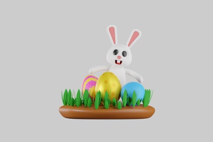 Preview: Easter bunny and colored eggs