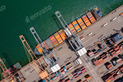 Preview: Aerial View of Cargo Ship at Dock
