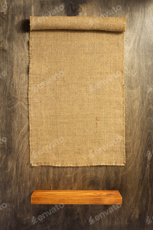 Preview: burlap hessian on wooden background