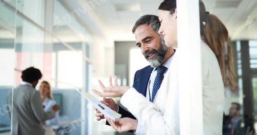 Preview: Business people having fun and chatting at workplace office