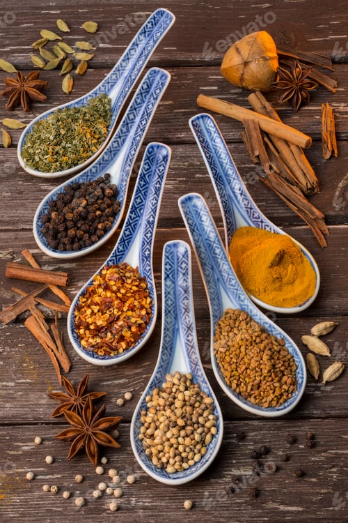 Preview: Oriental Spices used as cooking ingredients.