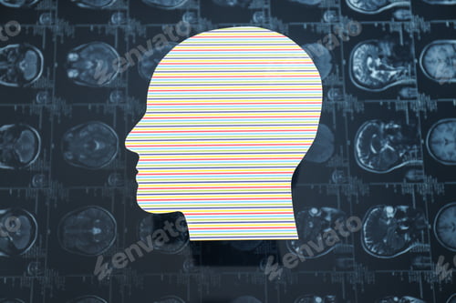 Preview: Images of MRI or magnetic resonance imaging with a paper human head.