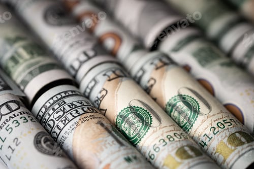 Preview: Rolls of US dollar bill in a row