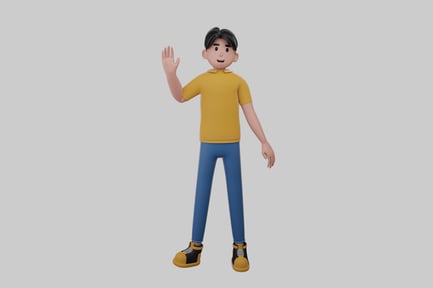 Preview: Cartoon man waving hand
