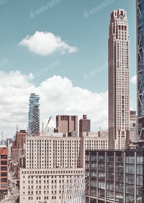 Preview: Retro toned urban view of Manhattan, New York City, USA.