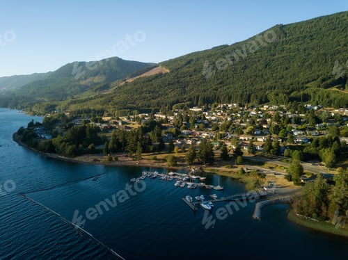 Preview: Aerial panoramic view of a small town, Port Alice