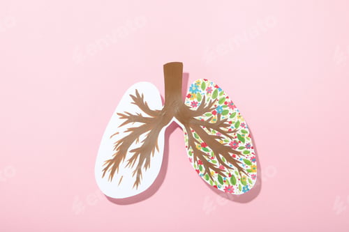 Preview: World lung day or lung healthy concept on pink background