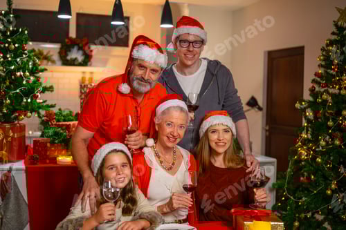 Visualização: A família está comemorando o Natal em casa.