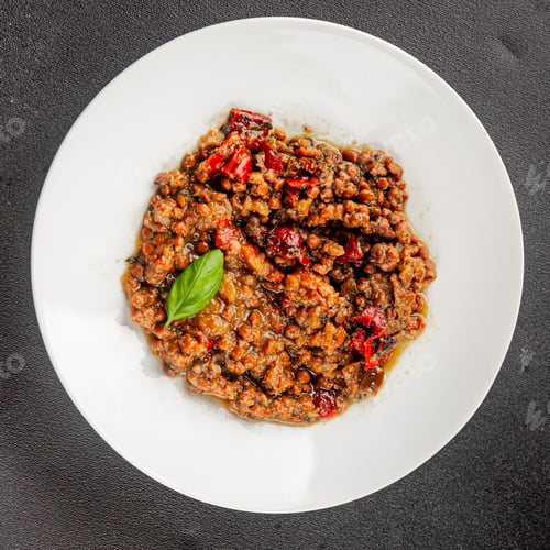 Preview: Lentil dish vegetables and roasted peppers savory vegetable fresh vegetarian and vegan