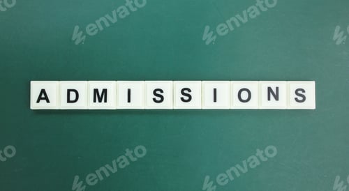 Preview: letters of the alphabet with the word Admission. the concept of student admission