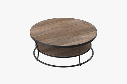 Preview: Round Coffee Table with Wood Grain Top