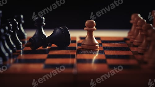 Preview: Vintage handmade wooden chess board and figures