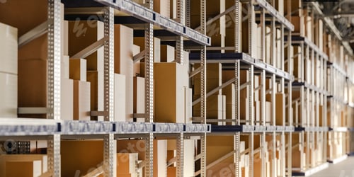 Preview: Metal shelves with carton boxes