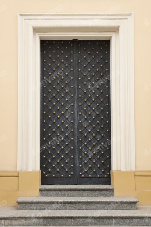 Preview: Old ancient metal door texture in european medieval style
