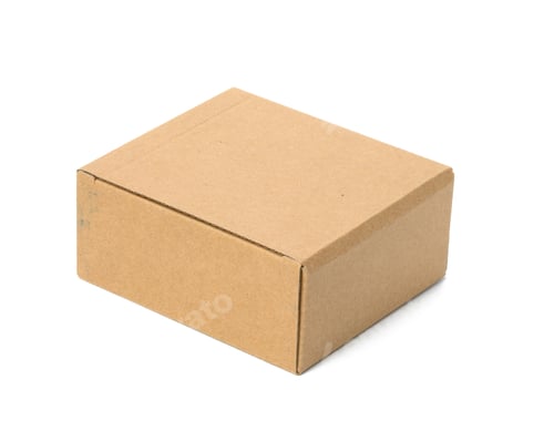 Preview: Square box made of brown corrugated cardboard isolated on white background