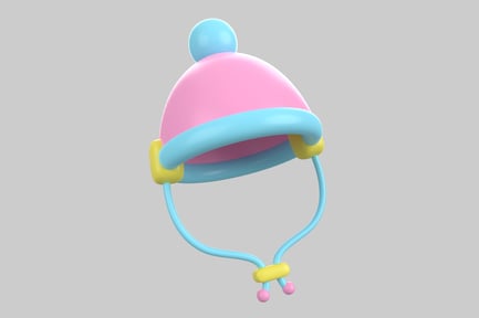 Preview: Cartoon kids winter hat pink blue