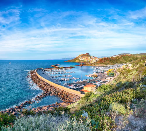 Preview: Unbelivable view of Medieval town of Castelsardo. Cityscape of Castelsardo port.