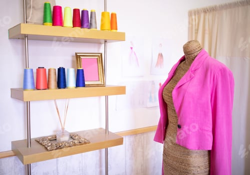 Preview: Fashion Design Atelier With Dummy And Handcrafted Garment On It