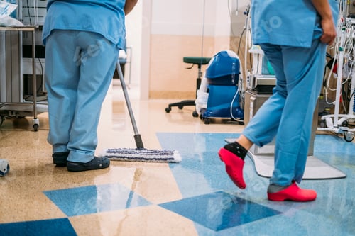 Preview: Concept photo of A hospital worker doing cleaning in operation room