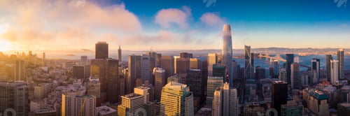 Preview: Aerial View of San Francisco Skyline at Sunset