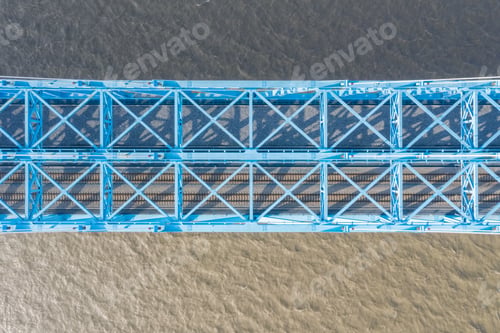 Preview: aerial view of truss railway bridge on yangtze river