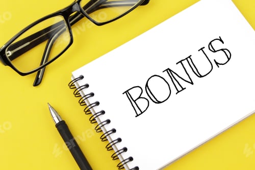 Preview: blank paper with inscription bonus on a yellow background