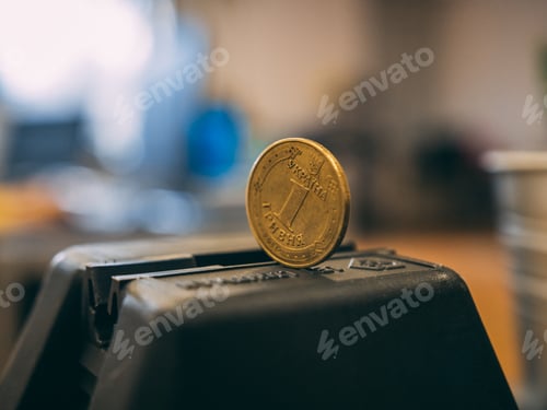Preview: Closeup shot of a Ukrainian coin called hryvnia