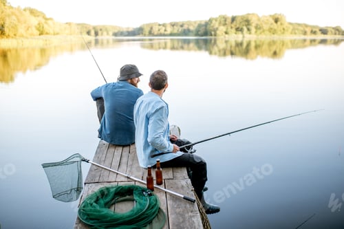 Preview: Two men fishing on the lake