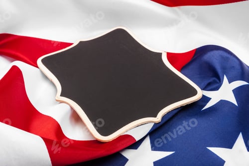 Preview: Blank frame on American flag background