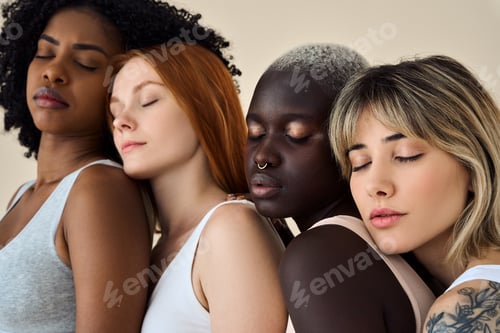 Preview: Women Pose Closely with Eyes Closed