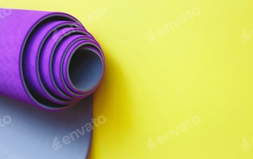 Preview: bright magenta yoga mat on yellow background