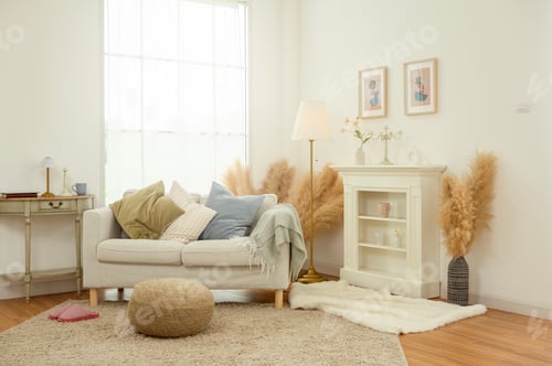Preview: Cozy Living Room With Soft Tones and Warm Decor in a Modern Home Setting