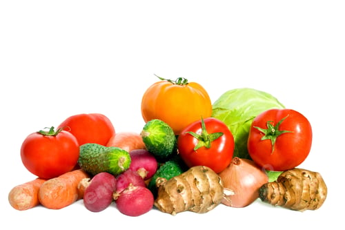 Preview: Assorted organic colorful ripe vegetables. Isolated on white background