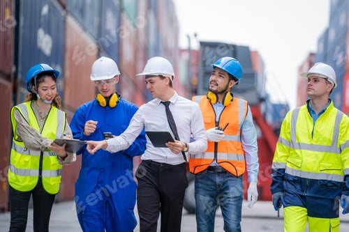 Preview: Professional engineer with worker or technicians discuss together.