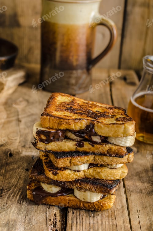Preview: French toast filled banana and chocolate