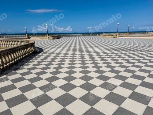 Preview: Details of the Mascagni Terrace, a checkerboard masterpiece that enchants the Livorno skyline
