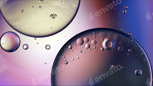 Preview: Abstract Colorful Food Oil Drops Bubbles and spheres Flowing on Water Surface