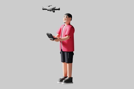 Preview: Cartoon man flying drone asset