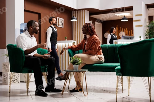 Preview: African american people waiting for room
