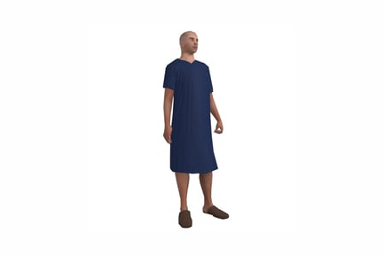 Preview: Man in knee-length nightgown and slippers