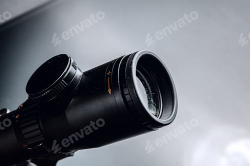 Preview: Black rifle optical sight on black background