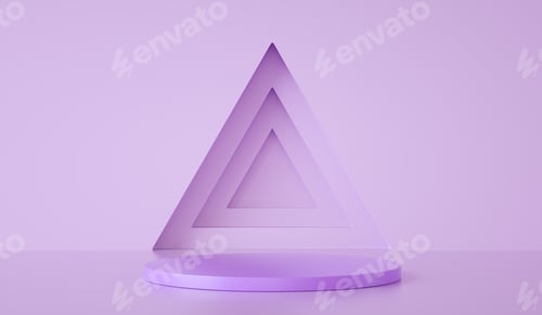 Preview: Minimal Template Podium On Triangle And purple Background, 3d Render