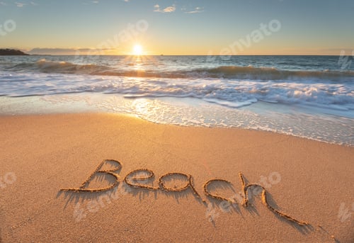 Preview: Beach on the sea shore during the sunset.