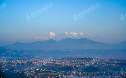 Preview: Beautiful landscape view of Kathmandu valley and mountain background