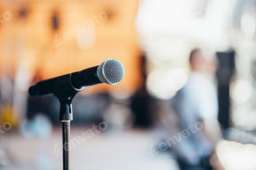 Preview: Microphone standing on a stage on a concert