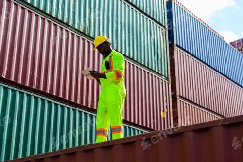 Preview: Warehouse engineer working at container yard