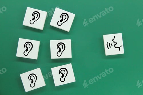 Preview: white square with talk and listen icons