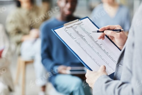 Preview: Teacher Holding Clipboard with English Grammar